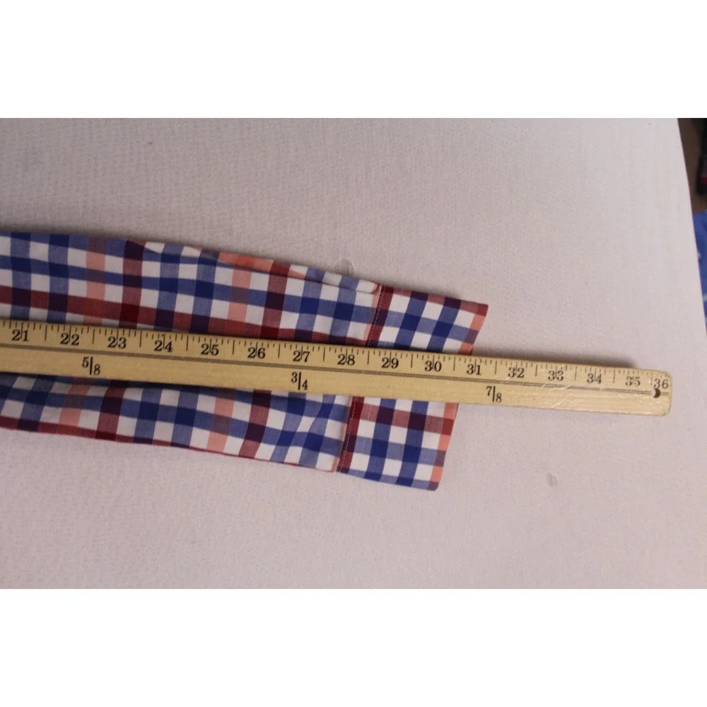 Banana Republic Men Blue Casual Button Down Plaid Long Sleeve Collar Size Large